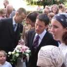 Peter: "Jaz, Peter, vzamem tebe, Karli, za svojo ženo in obljubljam, da ..."
Karli: "Jaz, Karli, vzamem tebe, Peter, za svojega moža in obljubljam, da ..."