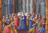 Prihod Svetega Duha, ilustracija iz rokopisa Les Très Riches Heures, začetek 15. stoletja