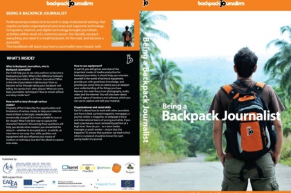 Naslovana stran priročnika "Being a Backpack Journalist"