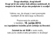 Vabilo - 20 letnica stega Breznica 1